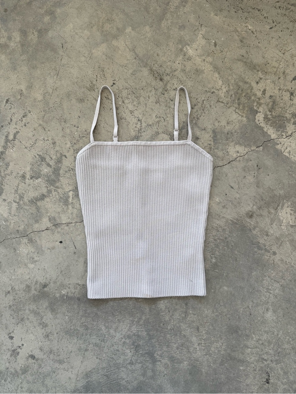 Babaton Ribbed Square-Neck Spaghetti Strap Tank - White - Picture 2 of 7